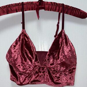 Xhilaration Bralette Long Line Velvet Plush Padded Bra V-neck/ Plunge